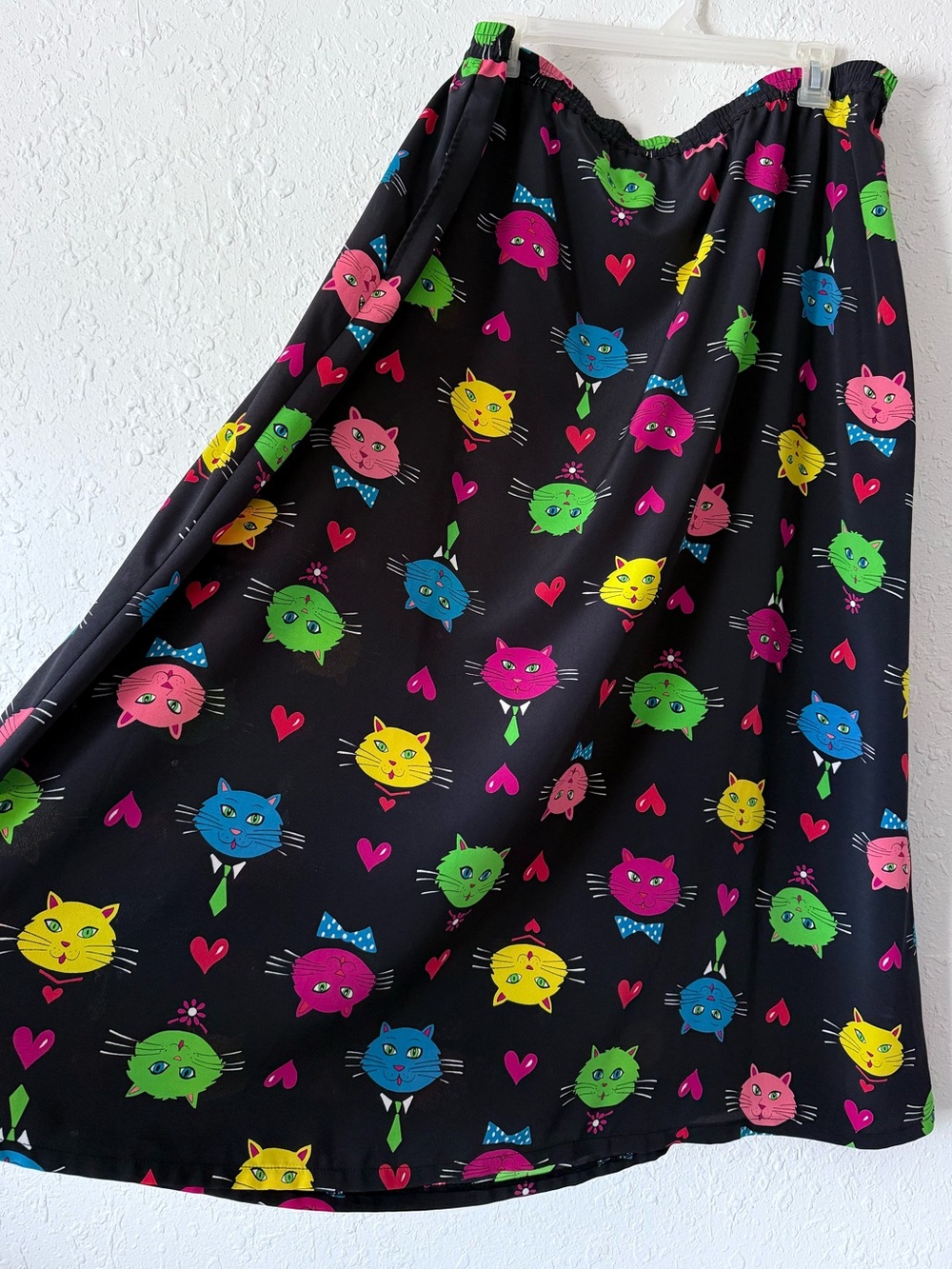Bob Mackie Vintage Bright Colorful Cat Art To Wear Maximalist Skirt Size 1X